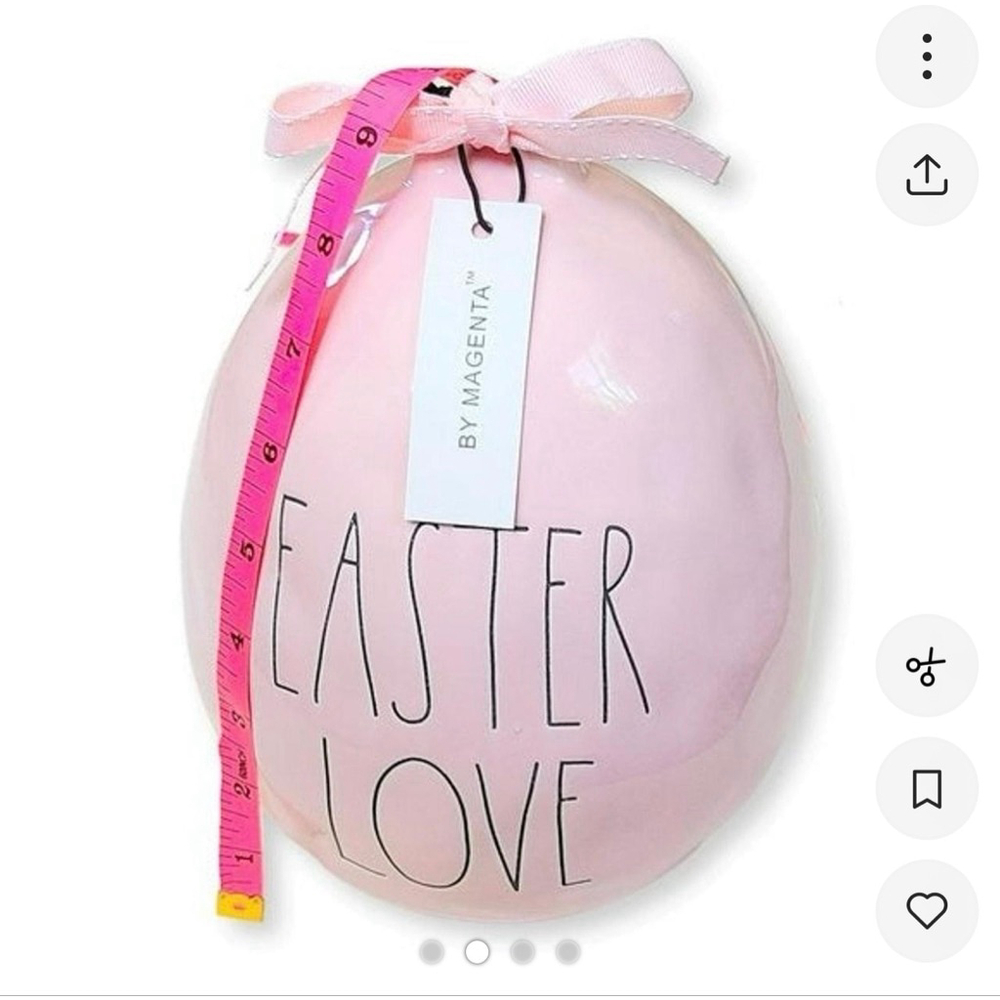 Rae Dunn Easter Love Pink & Black Ceramic Egg Holiday Decor - Picture 2 of 3